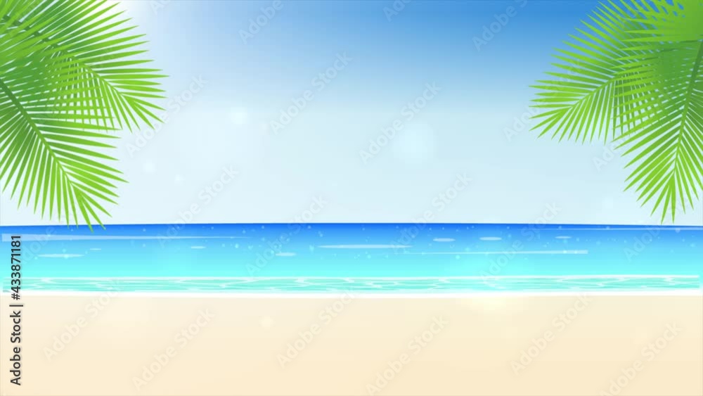 wave and beach animation cartoon tropical beach ocean summer holiday animation video footage wave and beach animation cartoon tropical beach ocean summer holiday animation video footage