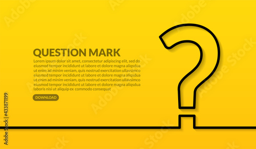 Question mark minimal line design on yellow background, Concept of help and support