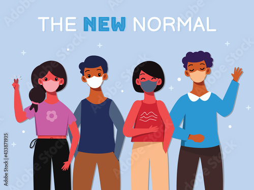 Group of people wearing face mask, New normal concept