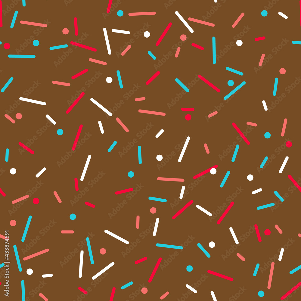 Sprinkle vector seamless pattern. Doughnut and ice cream dessert cute background. Sprinkle vector seamless pattern. Doughnut and ice cream dessert cute background.