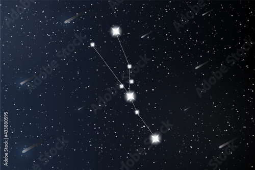 Taurus. Zodiac constellation on outer space background. Mystery and esoteric. Horoscope vector illustration. Spiritual tarot poster. Magic occult tarot and astrology cards.