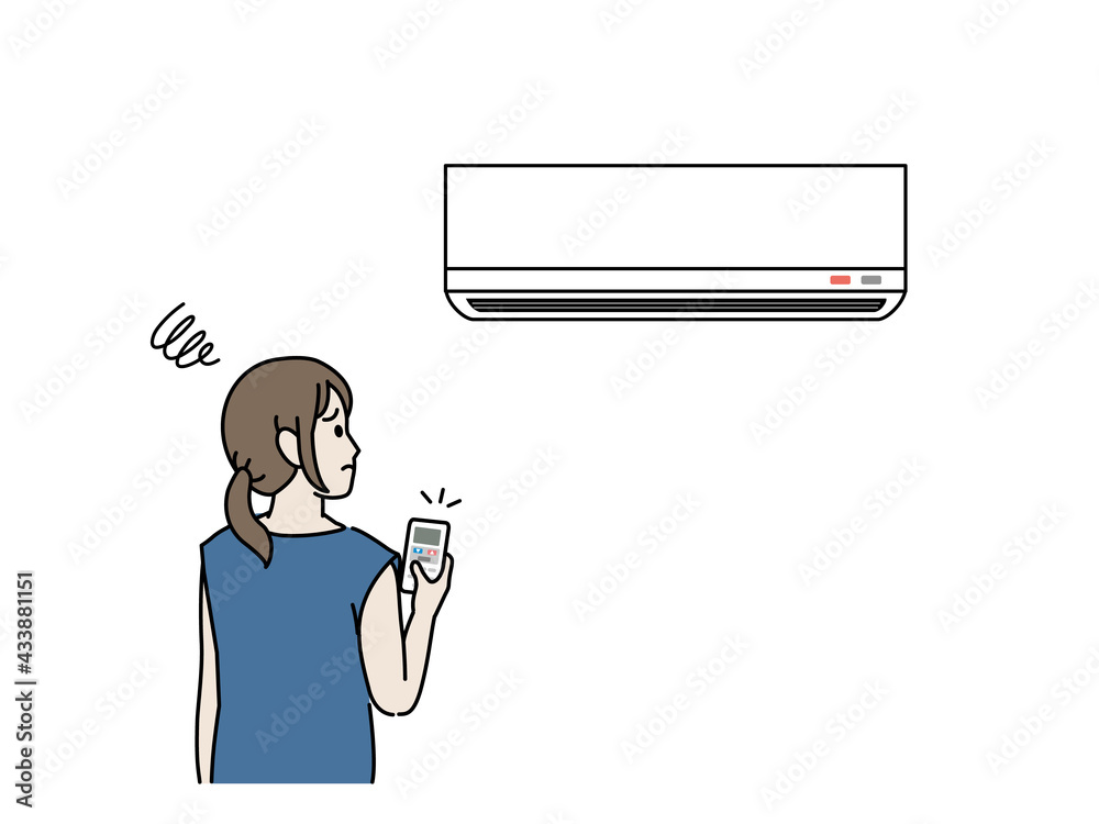 クーラー エアコンが故障して困る女性 イラスト素材 Stock Vector Adobe Stock