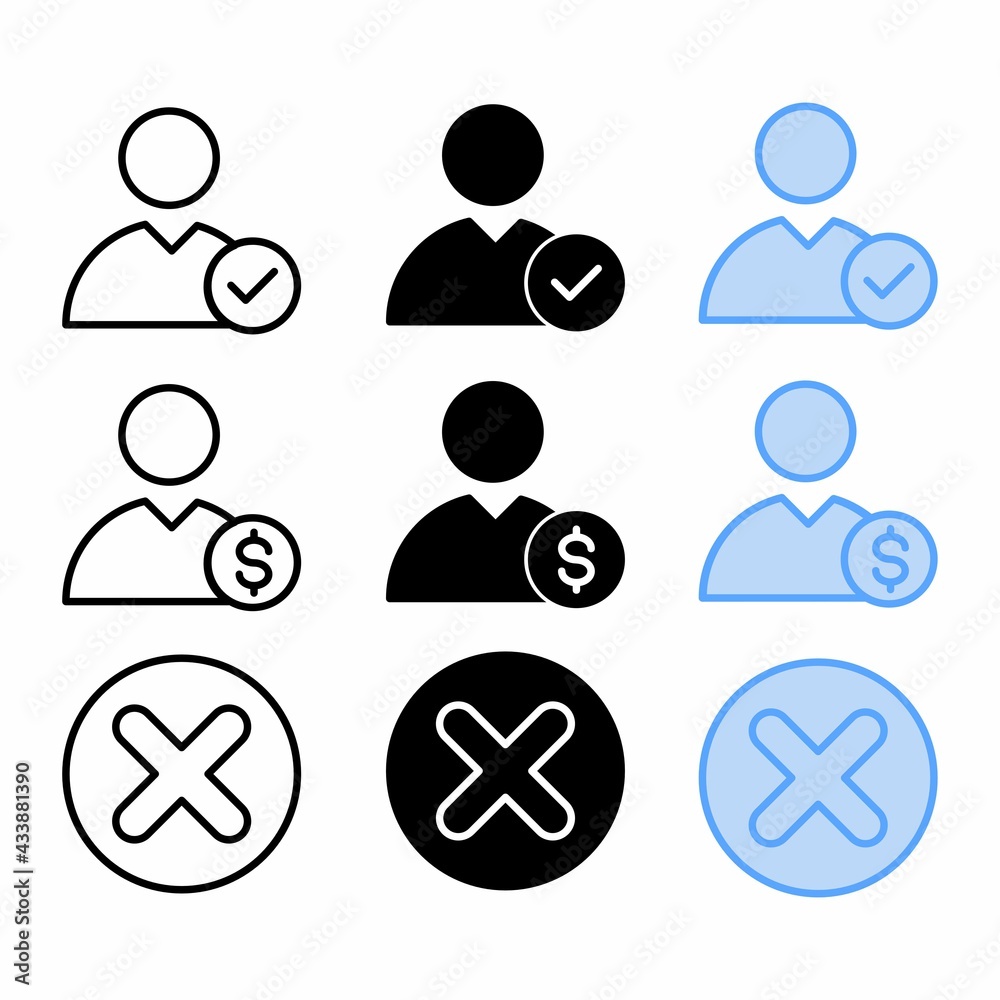 confirm friend icon set with three style for presentation and social media confirm friend icon set with three style for presentation and social media