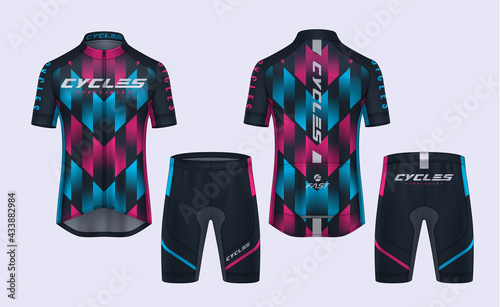 Cycling Jerseys mockup,t-shirt sport design template,uniform for bicycle apparel.