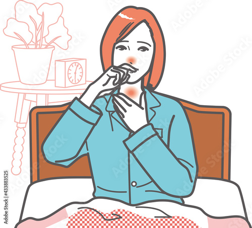 鼻炎の女性 寝起き