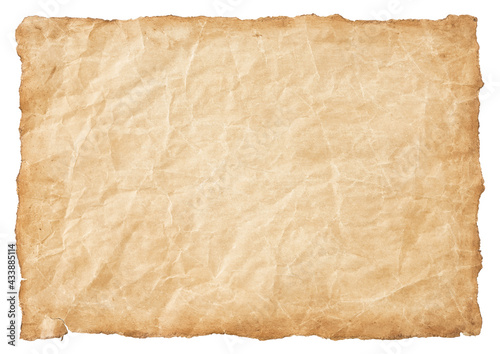 Fototapeta old parchment paper sheet vintage aged or texture isolated on white background