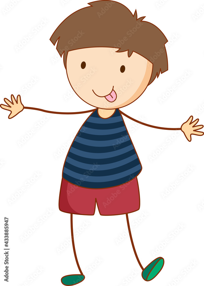 A boy cartoon character in hand drawn doodle style isolated A boy cartoon character in hand drawn doodle style isolated