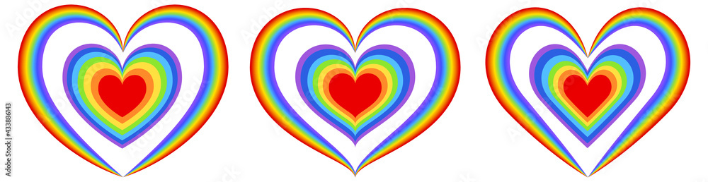 Set of different shapes of rainbow heart Set of different shapes of rainbow heart