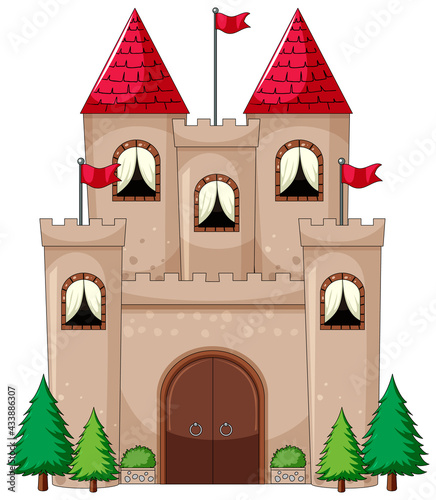 Simple cartoon style of castle isolated on white background