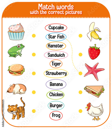 Match words with the correct pictures game for kids