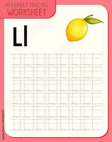 Alphabet tracing worksheet with letter L and l