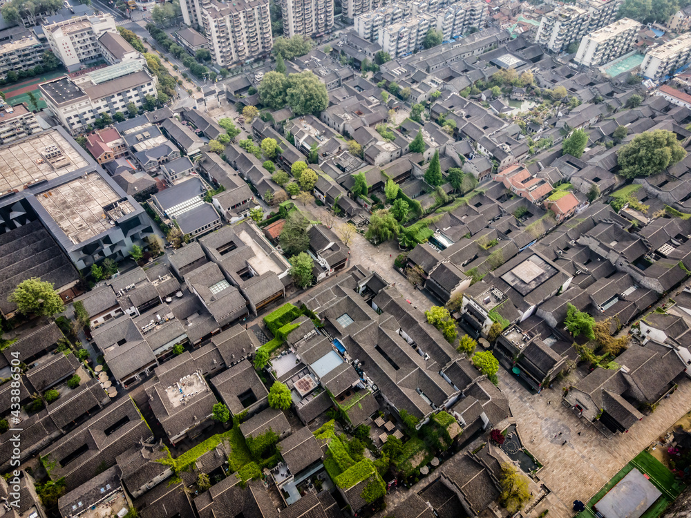 Aerial photography of ancient buildings in Laomendong, Nanjing