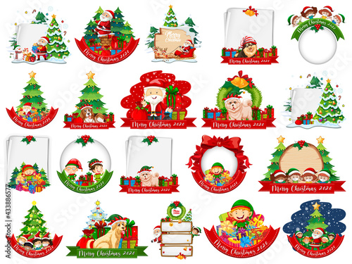 Set of blank Christmas card template isolated on white background