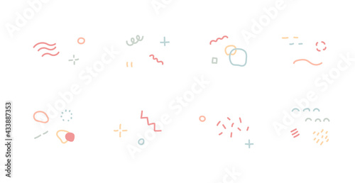 北欧風・幾何学模様の飾りのセット　イラスト　装飾　アイコン　手描き　素材　シンプル