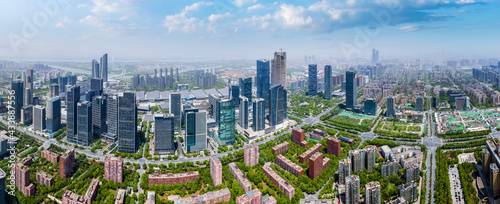 Aerial photography of the architectural landscape of the Hexi Central Business District in Nanjing © 昊 周