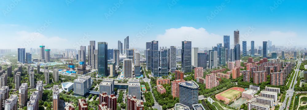 Aerial photography of the architectural landscape of the Hexi Central Business District in Nanjing