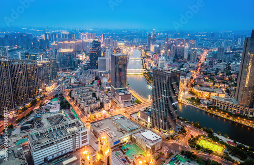 Aerial photography of Tianjin city scenery at night © 昊 周