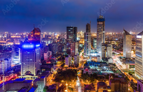 Aerial photography of Tianjin city scenery at night