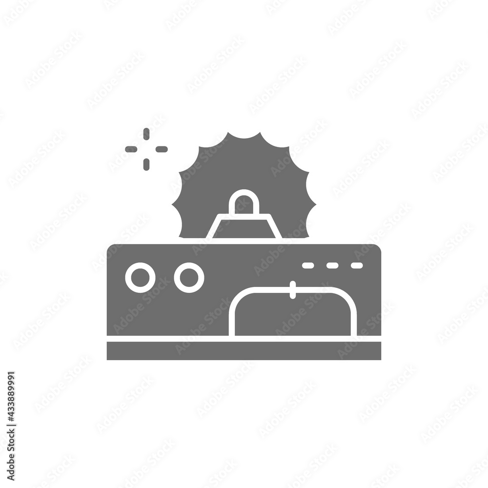 Metal-cutting machine, electric machine tool for wood gray icon. Metal-cutting machine, electric machine tool for wood gray icon.