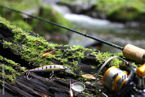 渓流ルアー釣りと清流の緑のイメージ