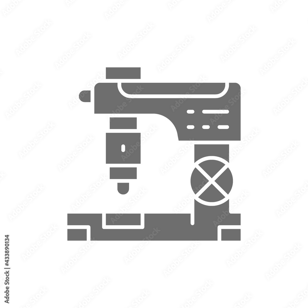 Cnc milling machine, laser metal cutting, engraving machine gray icon.