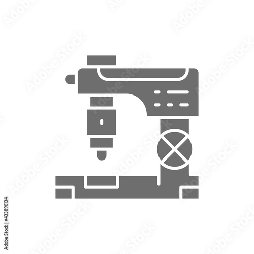 Cnc milling machine, laser metal cutting, engraving machine gray icon.