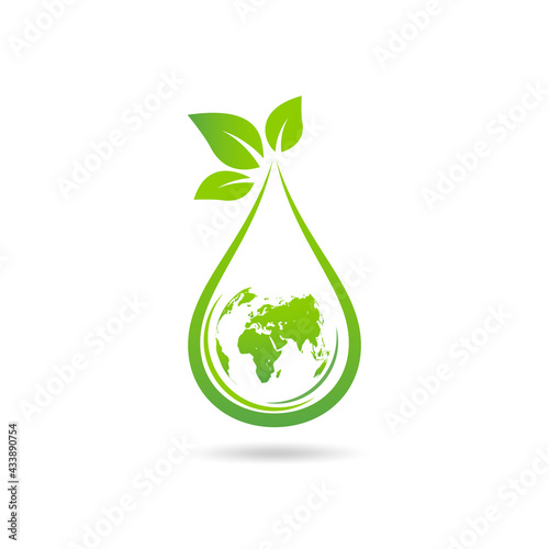 Green ecology logo design for World environment day, Earth day, Eco friendly and Sustainability concept, Vector illustration