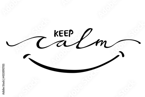 Simple Vector Hand Draw Sketch Script Lettering, Keep it Calm, Isolated on White