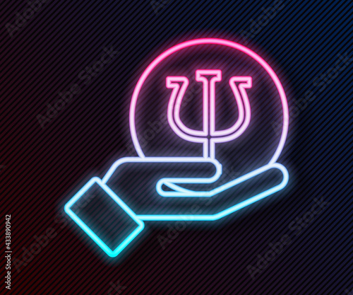 Glowing neon line Psychology icon isolated on black background. Psi symbol. Mental health concept, psychoanalysis analysis and psychotherapy. Vector