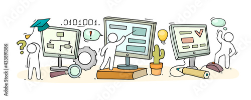 Computer class with studing little people