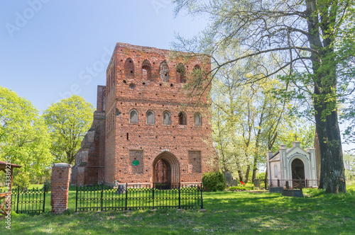 Ruins of old 14th century gothic church in Steblewo, Poland. photo