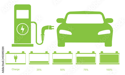 Electrical charging station concept. Car electric charge. Icon of vehicle charge station. Symbol of nature energy. Sign for hybrid motor. Fast electro charging to fuel auto battery.