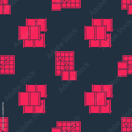 Set Barrel oil and Oil price increase on seamless pattern. Vector
