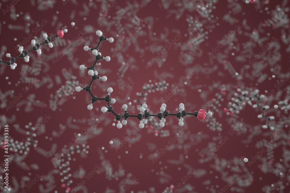 Fotografie Linoleic acid molecule made with balls, conceptual molecular model