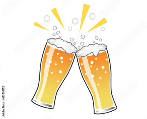 乾杯! ビアグラスのベクター イラスト