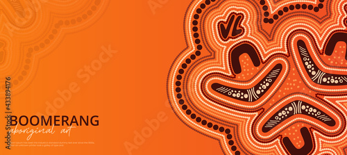 Aboriginal banner design with boomerang art