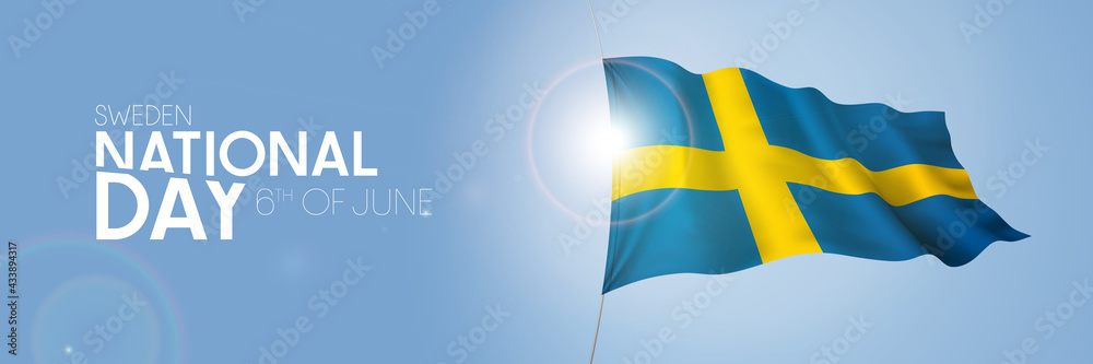 Sweden happy national day greeting card, banner with template text vector illustration Sweden happy national day greeting card, banner with template text vector illustration