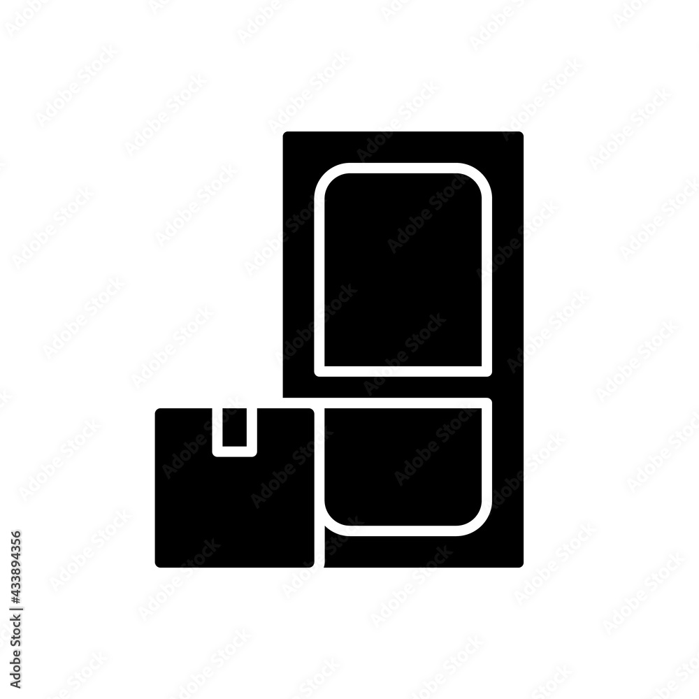 Delivery parcel to the door black icon on white background Delivery parcel to the door black icon on white background