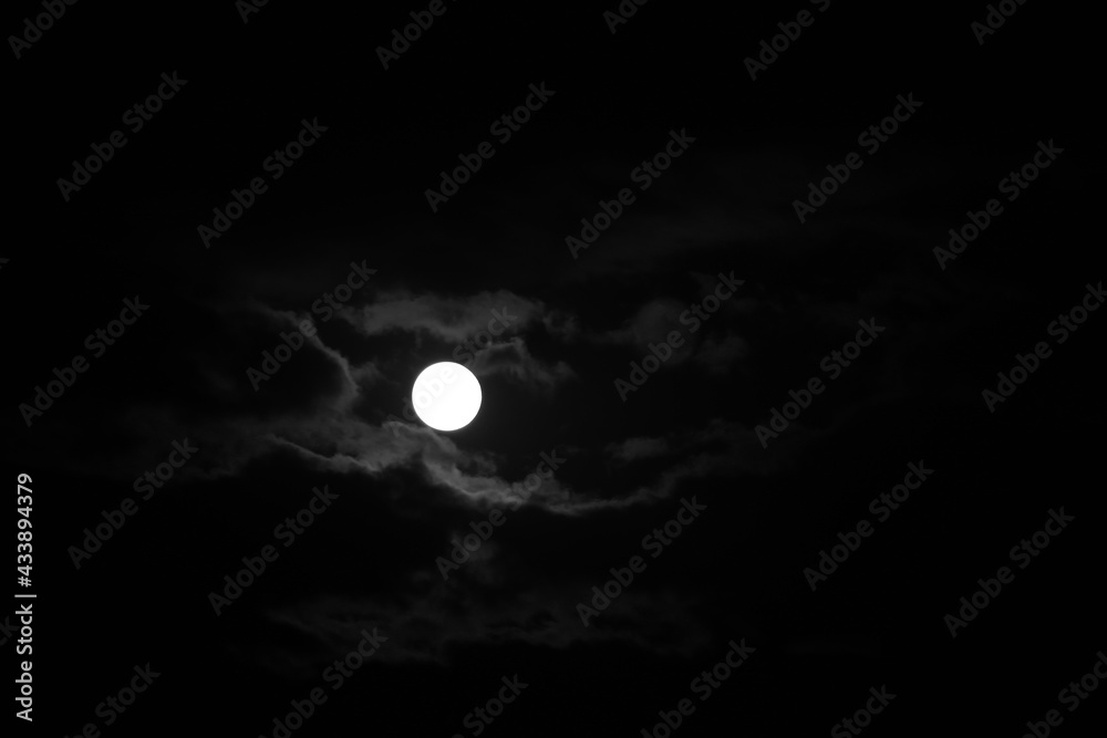 Dramatic full-moon shot as monochrome view.
