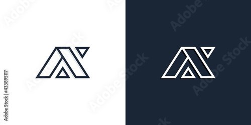 Abstract line art initial letters AX logo.