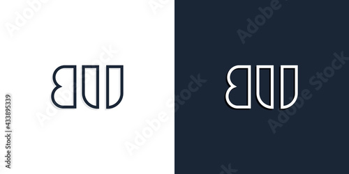Abstract line art initial letters BU logo.