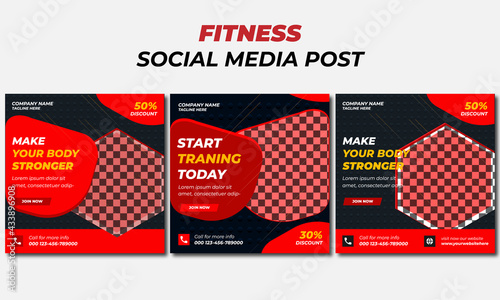 Gym fitness and yoga social media  post  banner template 
design