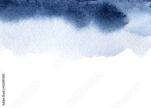 Gradient with Indigo, Blue color. Abstract blue ink, watercolor wash painting. Grunge texture. Space for your text, cards, invitations, web.