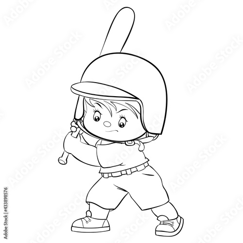 Foto sketch, a baseball player in a helmet swings a bat and is ready to hit the ball,