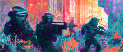 Εκτύπωση καμβά Special forces of the future are going to capture the target