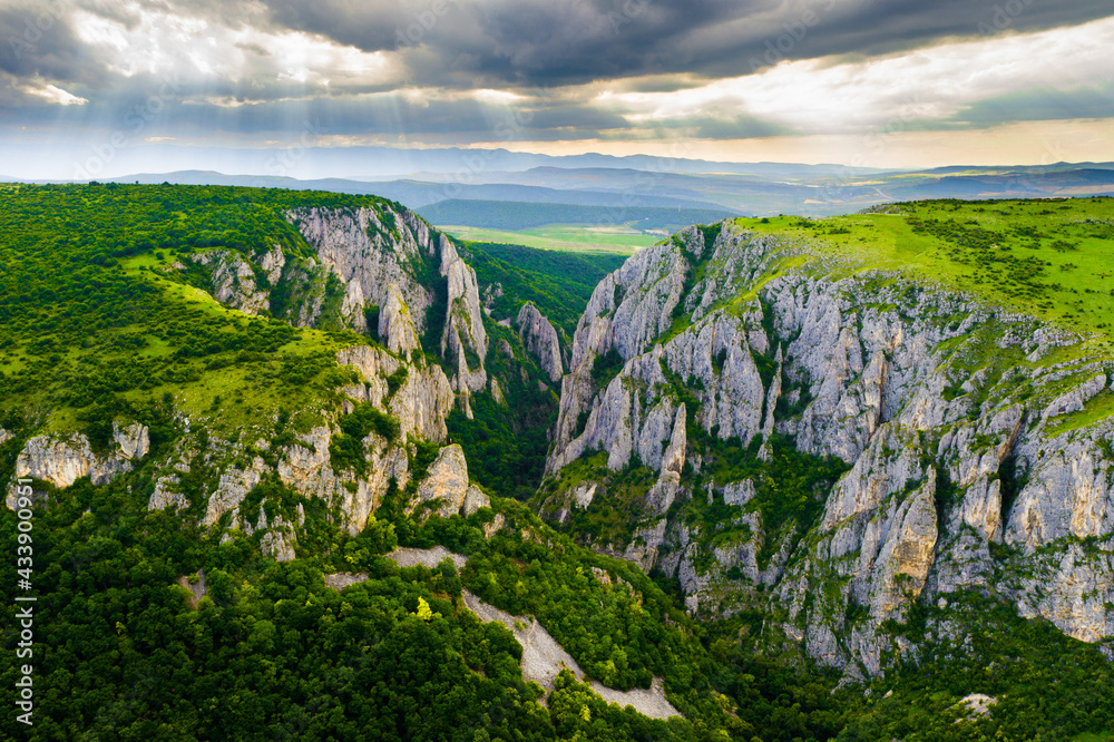 Obraz premium Aerial drone shot of Cheile Turzii canyon 