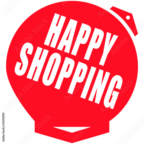 RED BANNER ILUSTRATION WHEEL ARROW HAPPY SHOPPING