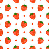 Seamless pattern with red cute strawberries. Good for any project.