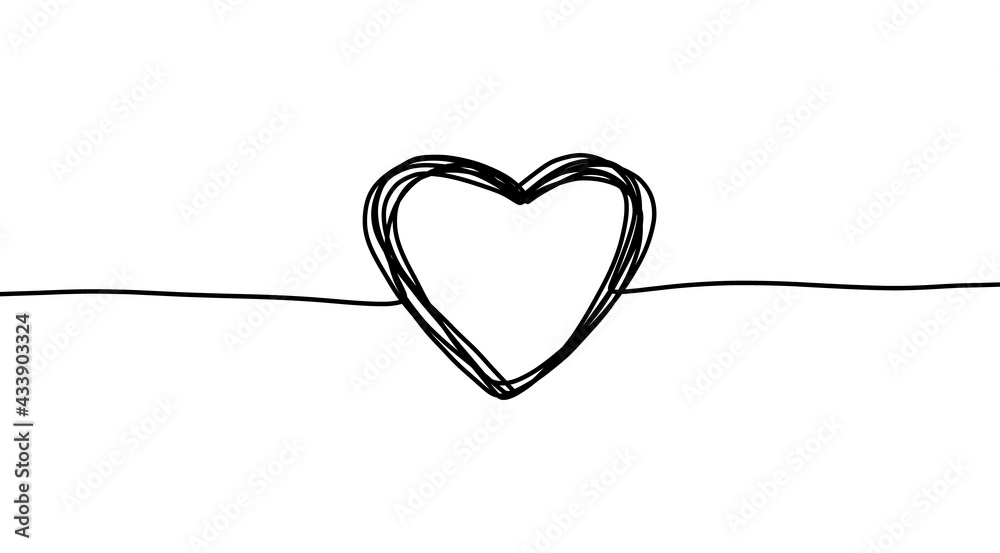 Continuous line heart. Thin line art. Simple trendy scribble hand drawn shape. Continuous line heart. Thin line art. Simple trendy scribble hand drawn shape.