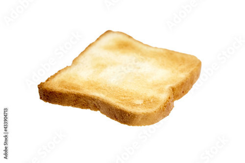 Fried toast bread slice isolated on white background